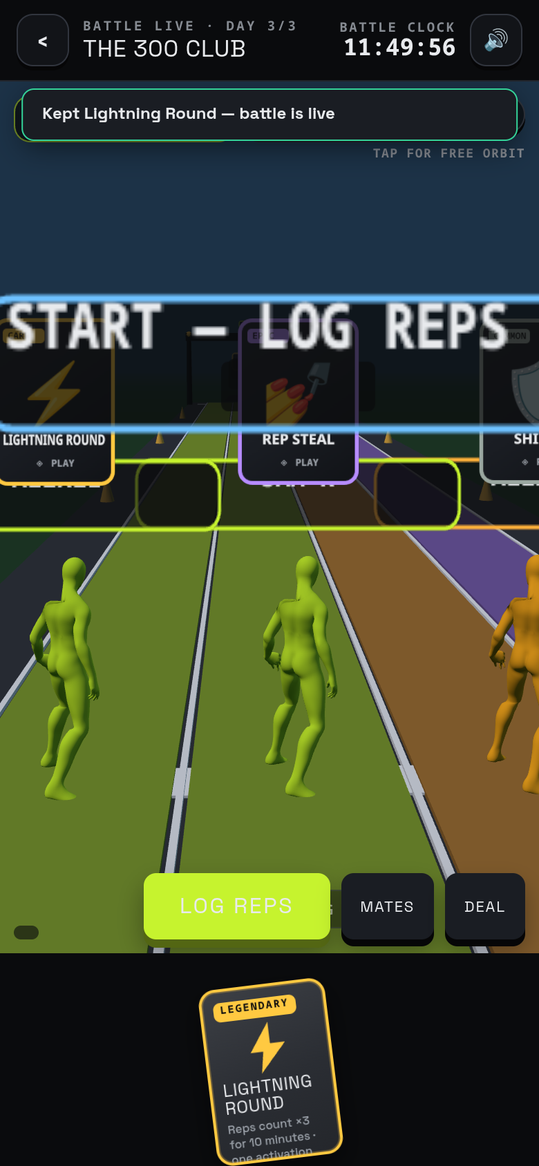 v3 3D battle course with runners on lanes
